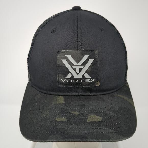 Vortex Snapback Mesh Back Trucker Hat Black One Size Camo Adjustable - Picture 2 of 9